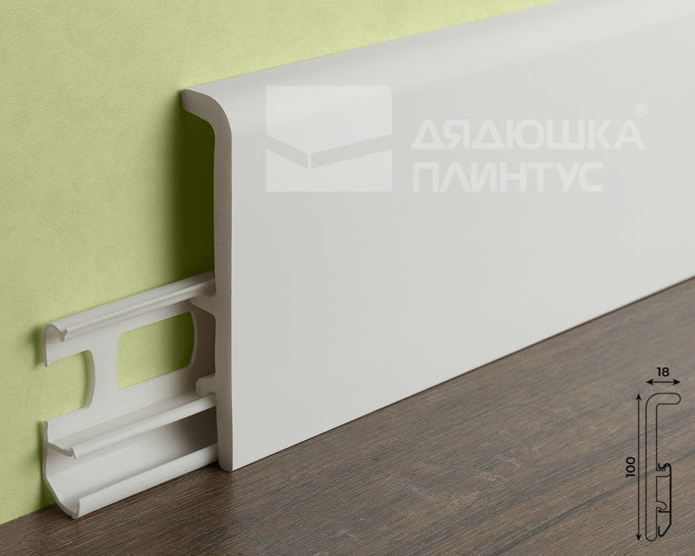Плинтус Дуэт СОЛИД 1 UHD 56/100 2,0 м, Белый под покраску