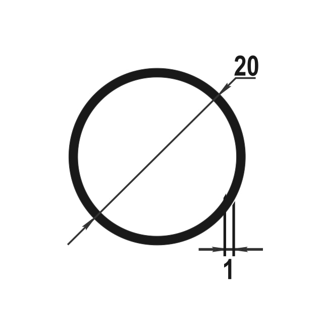 Труба круглая Ø 20 мм ТКр 07.2000.502л Золото. Цена за 5 штук.