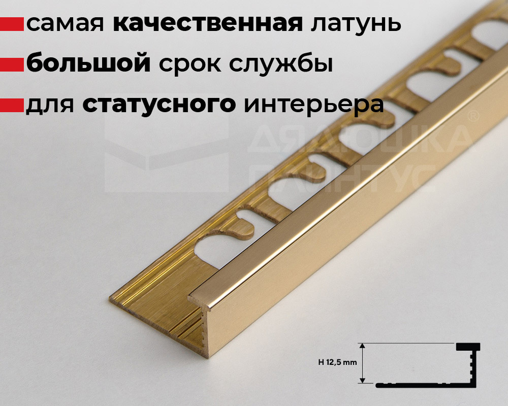 Профиль латунный Progress PELOL 125 12,5 мм 2,7 м Полированый